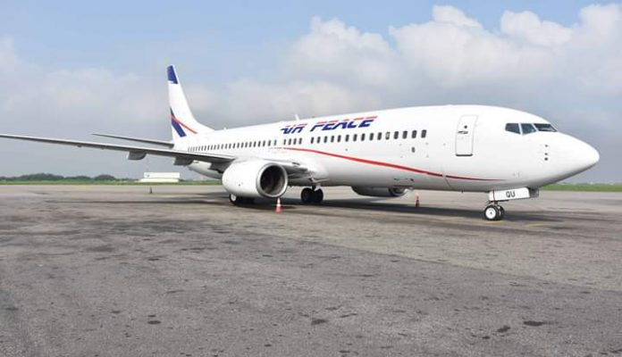 Air Peace aircraft jet taxi on the runway