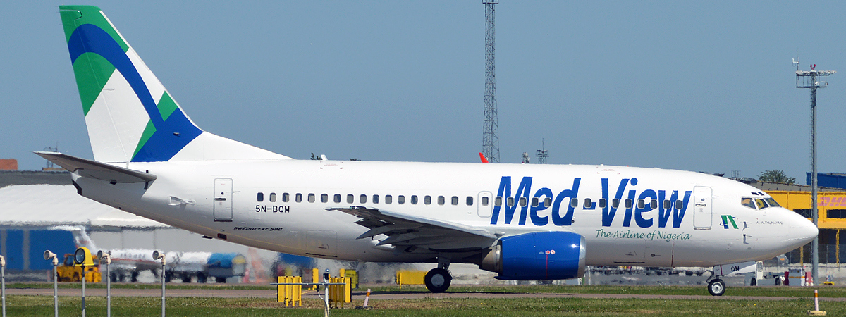 Med-View Airlines aircraft jet taxi on the runway