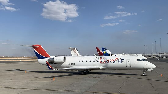 Flycemair aircraft jet parked on the runway